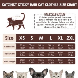 Katzinst Sticky Hair Cat Onesie, Sweater for Cat, Cat Clothes For Cats Only, Cat Clothes With Four Legs, Cat Jumpers for Cats Only, Warm Soft Elastic, Cat Zip Up Onesie - Coffee S