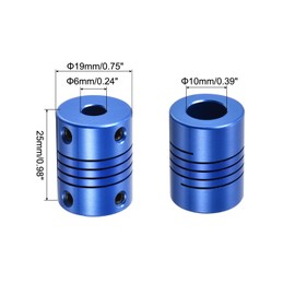 QUARKZMAN 1 Piece 6 mm to 10 mm Aluminium Alloy Shaft Coupling L25 x D19 Flexible Coupler with Screws for Encoders and Motors, Blue