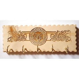 Decorative Celtic Wolf Key Hanger, Wall Mounted Hook Organizer