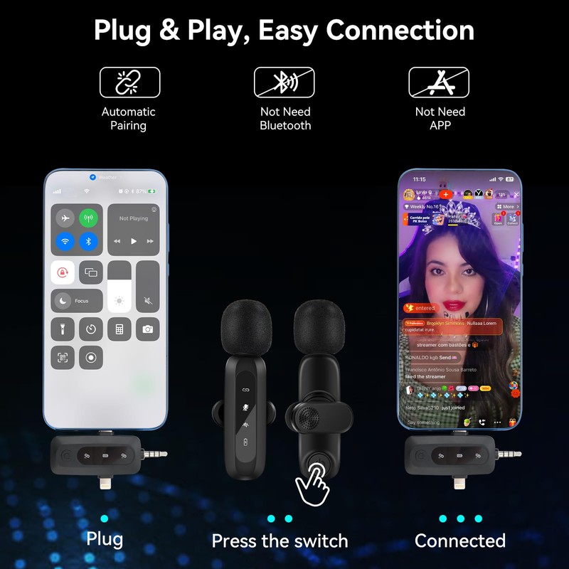 aceyoon 3-in-1 Wireless Lapel Microphone