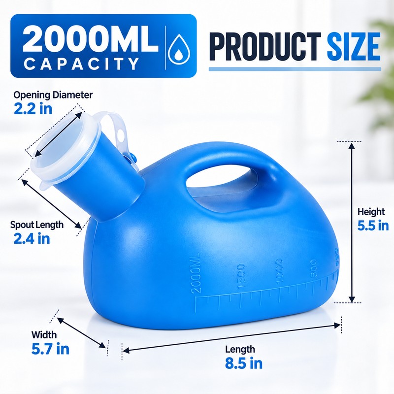 Portable Urinal Bottle with Tube for Bedside Use – 2000mL