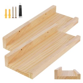 WIGUROE 2 Pcs Floating Shelf, 11.8" x 4.7" Wooden Shelves for Wall, Wall Storage Racks, Photo Wall Mounted Shelves for Bedroom, Living Room, Bathroom