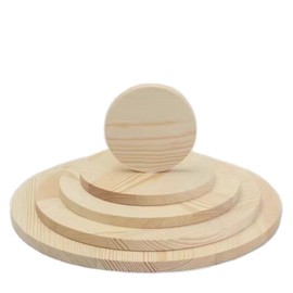 HSTWODE Wooden Disc Round, Wood Log Discs, Natural Wood Tree Discs, Diameter 10 to 30 cm, Suitable for Crafts, Painting (Pack of 5, 20 cm)