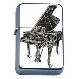 Perfection In Style Silver Flip Top Oil Lighter Vintage Musical Instruments Design 003