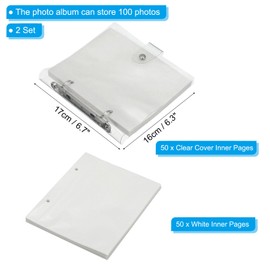 PATIKIL Glitter Photo Album with 100 Pockets, 2 Pack Picture Folding Book with 50 Pages 4x6 Inch Refillable Double Sided 2 Compartments Photo Sleeve for Postcards Transparent White