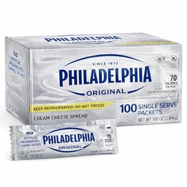 Prompt Prep Philadephia Original Cream Cheese Pouches – 100 Pouches Total | Fresh & Creamy Spread for Bagels, Baking & Cooking