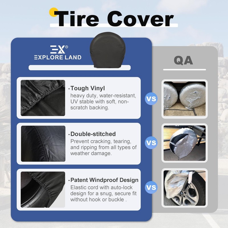 Explore Land Tire Covers 4 Pack - Tough Wheel Protector