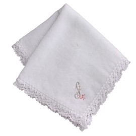 Sofisti Initial Lace Towel Handkerchief White Lady Ladies Hand Towel Approx. 10.6 inches (27 cm) (S)