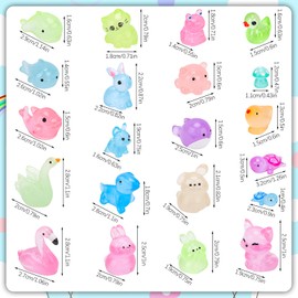 Hysagtek 150Pcs Luminous Mini Resin Animals - Tiny Animals Glow in The Dark Mini Ducks Micro Landscape Aquarium Potted Dollhouse Decor Miniatures Farm Figures Fairy Garden Accessories