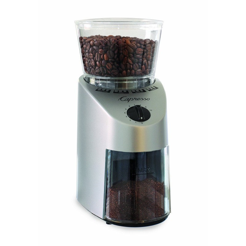 Capresso 560Infinity Conical Burr Grinder, Brushed Silver, 8.5-Ounce