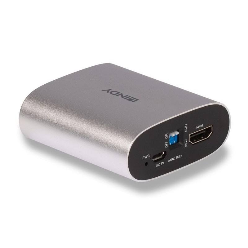 LINDY 4K60 HDMI eARC Extractor, Audio Extractor, HDMI 2.0, HDCP