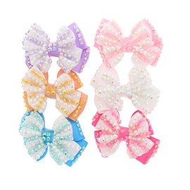 Zac's Alter Ego 6 Assorted Two Tone Pastel Jewelled Mini Double Bows on Clip