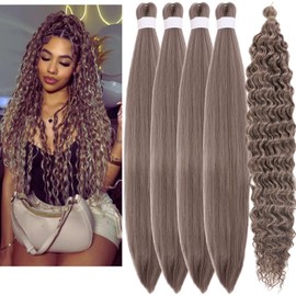 Dark Ash Brown Boho Braiding Hair Pre Stretched Knotless Braiding Hair for Boho Braids