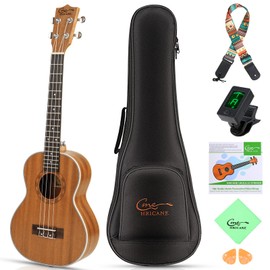 Hricane Tenor Ukulele 26 Inch Professional Ukelele For Beginners Adults, UKS-3 Sapele Hawaiian Ukele with Bag, Digital Tuner, Strap, 4 Strings Set, Pick, Cleaning Cloth