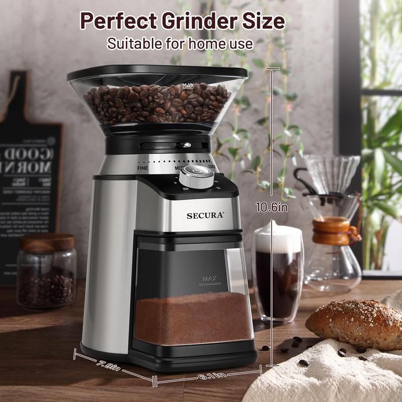 Secura Conical Burr Coffee Grinder Electric Coffee Bean Grinder with