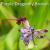 Soumimi Purple Dragonfly Brooch Pin Rhinestones Crystal Dragonfly Brooches Enamel