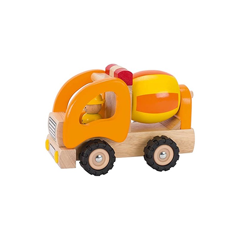 goki 55926 Solid Wood Concrete Mixer Figure, Robust Construction Vehicle