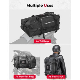 KEMIMOTO Motorcycle Tail Bag 35L Totally Waterproof Backpack Motor Saddle Pannier Bag Rear Rack Trunk Travel Luggage for Adventure Sport Street