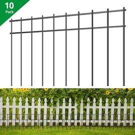Small/Medium Animal Barrier Fence,10 Pack 24in(L) X 15in(H) Underground Decorative Garden Fencing, Dog Rabbits Fences Metal Fence Panel Ground Stakes for Garden Yard Patio