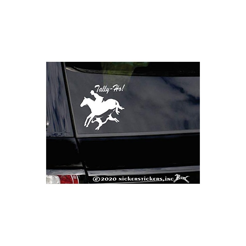 Tally Ho! Foxhunting Jumping Horse and Fox Hound Vinyl Window