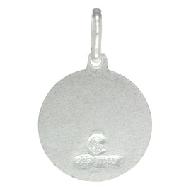15mm Small Sterling Silver Guardian Angel Medal Necklace 5/8 inch Round Nickel Free Italy with Stainless Steel Chain