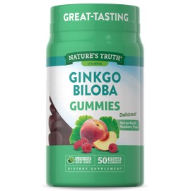 Nature's Truth Ginkgo Biloba Gummies | 50 Count | Peach Raspberry Flavor | Vegan, Non-GMO & Gluten Free Extract Supplement