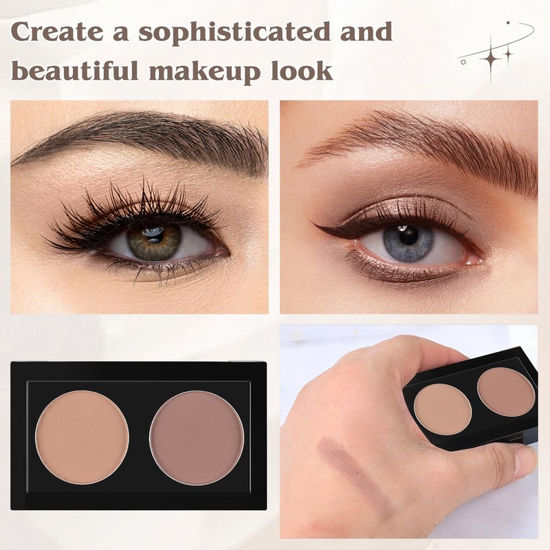 Duo Eye Shadow Palette，Nude Matte+ Warm Gray Matte Shades Eyeshadow
