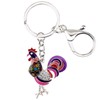 BONSNY Llavero de metal esmaltado para mujer, diseño de gallo