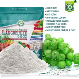 Organic Langbeinite 0-0-22 Sul-Po-Mag 4LB - Made in USA Soil Amendment for Indoor/Outdoor Plants & Flower Gardens. Water Soluble Potassium/Magnesium/Sulfur. Low Chlorine Fertilizer. OMRI Listed