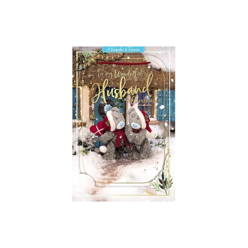 Me To You Bear 3D Holographic Wonderful Husband Christmas Card