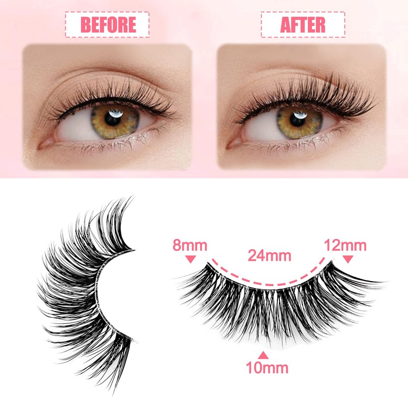 7P-CZ-A06 Clear Band Half Eyelashes, Cat Eye, 15 mm Short