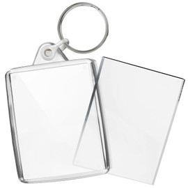 Turquoise Premium Clear Acrylic Blank Keyrings Key Fobs 45 x 35 mm | Passport Photo (Pack of 5)