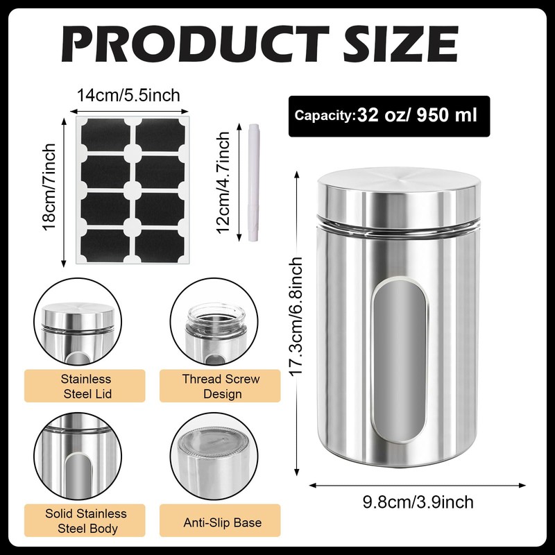 PEDOBALI 7 Pcs Kitchen Canisters Set with Window Glass 32