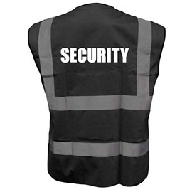 Security Black Hi Vis Vest Reflective, Work Wear Security, High Visibility, By Brook Hi Vis, XLarge