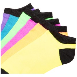 K. Bell Womens Fun Patterns & Designs Low Cut 6 Pairs Cool Cute Novelty Gifts Athletic-socks, Multicolor (Assorted Black Tip), 4-10 US