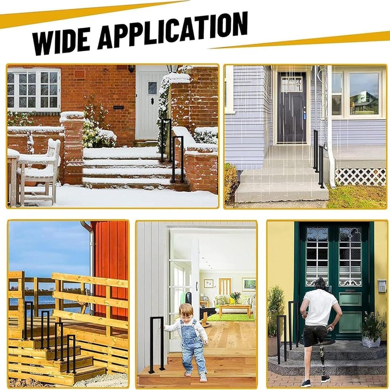 U Shaped Stair Railing Indoor, Black Metal Railings Outdoor, Hand