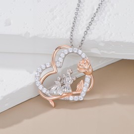 MEIDERBO Mother Daughter Necklace 925 Sterling Silver Mom and Daughter Pendant Necklace Daughter Jewelry from Mom Birthday Mother's Day Gift for Mother
