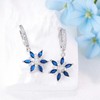 S925 Sterling Silver Blue Cubic Zirconia Snowflake Dangle Hoop Earrings