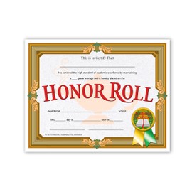 Flipside Products Honor Roll Certificate, Recognition, Award Students, Incentive, 8.5" x 11", 30 Per Pack, 5 Packs