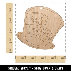 Sniggle Sloth Mad Hatter Hat from Alice in Wonderland Unfinished Craft Wood Holiday Christmas Tree DIY Pre-Drilled Ornament