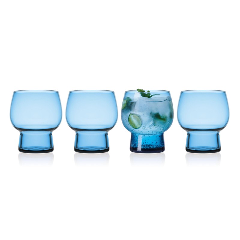 Mikasa Phoebe Double Old Fashioned Beverage, Set of 4, Blue