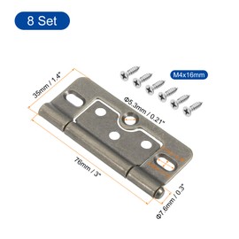 sourcing map 8Pcs 3x1.4 Inch Door Hinges Non-Mortise No Noise Bifold Door Hinges Plating for Cabinet Furniture Window Wardrobe with Screw, Antiqued Bronze