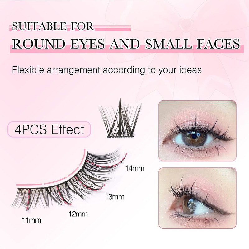 EMEDA DIY Eyelash Extensions, Mix 11-14 mm, 70 Pieces, Cluster