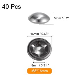 QUARKZMAN Pack of 40 65Mn Steel Pressure Nut Caps, 0.31 Inch Axle Pressure Nut Attachment for Handcart, Lawn Carts and Roll Containers, M8 x 16 mm