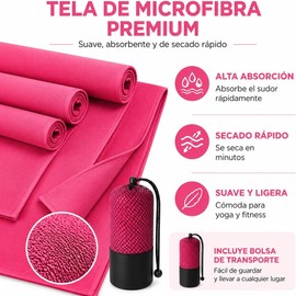 PUBAMALL Toallas de Microfibra para Entrenamiento y Viaje, Toalla de Viaje Ligera y Portatil, Toalla Deportiva para Sudor de Gimnasio, Hot Yoga, Tenis, Correr (3, Rosa)