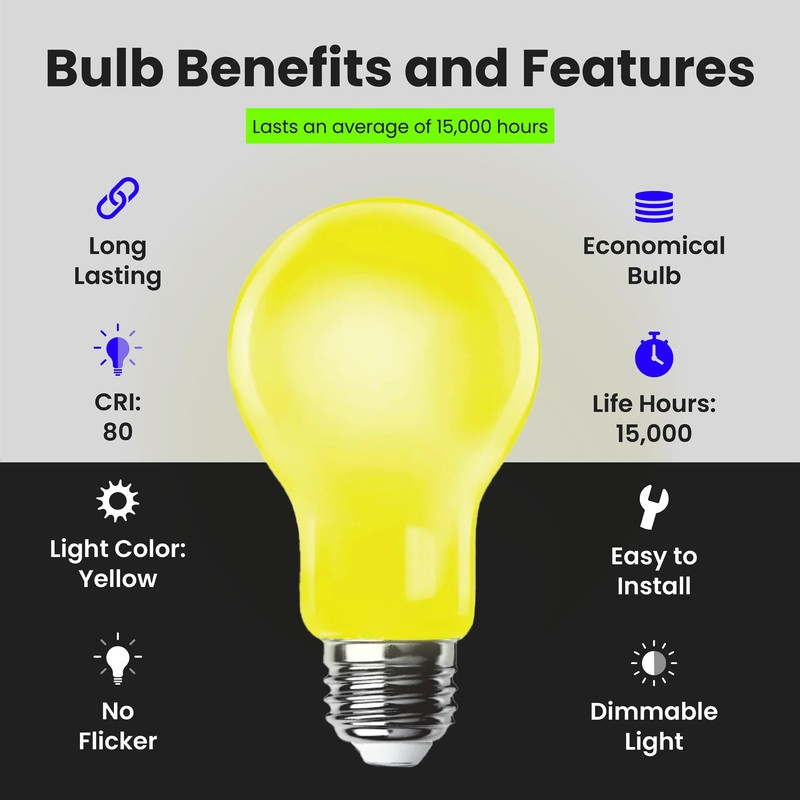 Feit Electric A19 Outdoor LED Bug Light, 100-Watt Equivalent, Dimmable