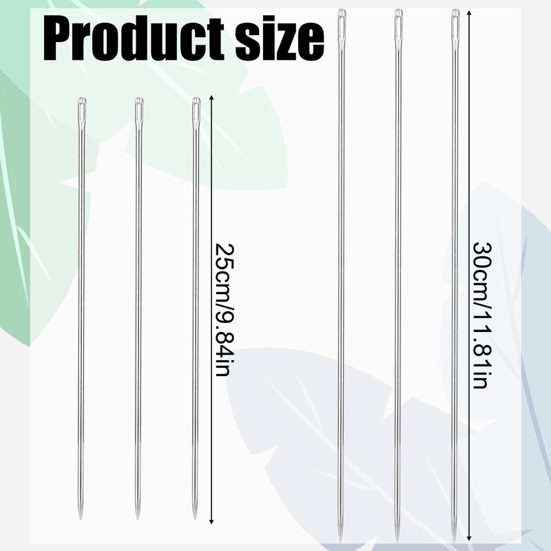 6pcs 10in & 12in Professional Upholstery Needles, Stainless Steel Extra