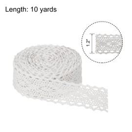 sourcing map Lace Ribbon 10 Yards 1.2 Inch Cotton Lace Trim for Craft,Gift Wrappers,Headbands,Wedding White