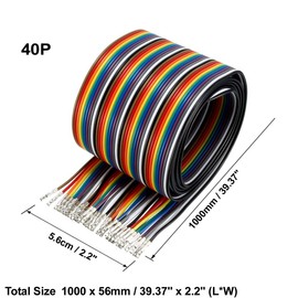 uxcell Female to Female 40P Jumper Wire 2.54mm Pitch Ribbon Cable Breadboard DIY 100cm Long