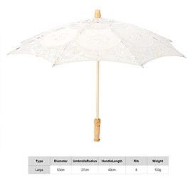 TOPINCN Embroidery Parasol Handmade Lace Flower Bride Umbrella Wedding Bride Photography Umbrella(L-Beige)